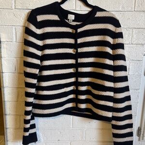 a new day Black and Cream Striped Cardigan
